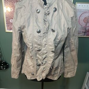 LOFT Women's Ruffled Utility Jacket Beige Size M 😻